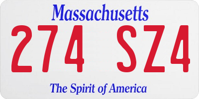 MA license plate 274SZ4