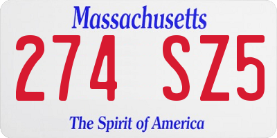 MA license plate 274SZ5
