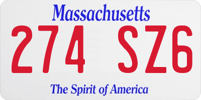 MA license plate 274SZ6