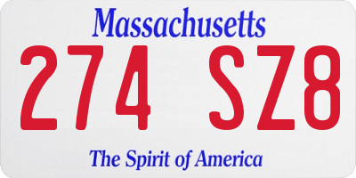 MA license plate 274SZ8
