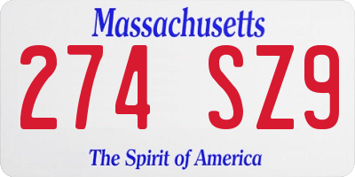 MA license plate 274SZ9