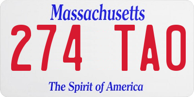 MA license plate 274TA0