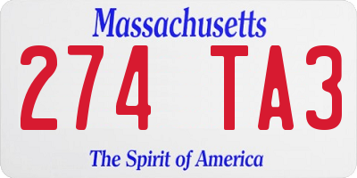 MA license plate 274TA3