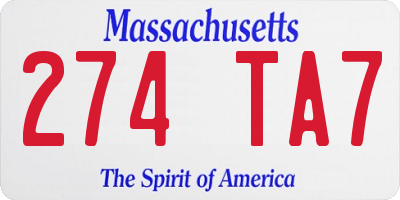 MA license plate 274TA7