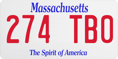 MA license plate 274TB0
