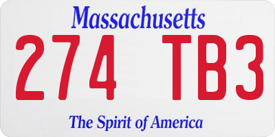 MA license plate 274TB3