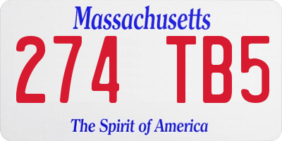 MA license plate 274TB5