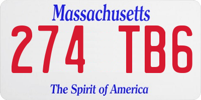MA license plate 274TB6