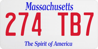 MA license plate 274TB7