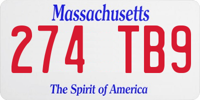 MA license plate 274TB9
