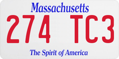 MA license plate 274TC3