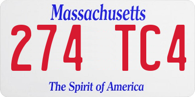 MA license plate 274TC4