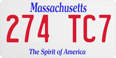 MA license plate 274TC7