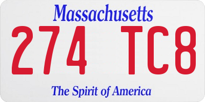 MA license plate 274TC8
