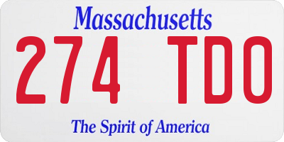 MA license plate 274TD0