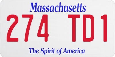 MA license plate 274TD1