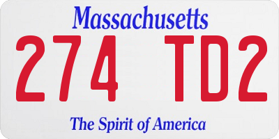 MA license plate 274TD2