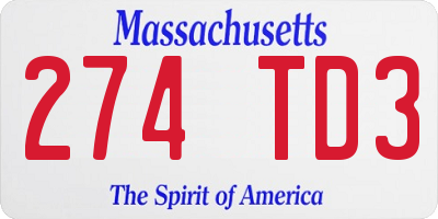 MA license plate 274TD3
