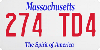 MA license plate 274TD4
