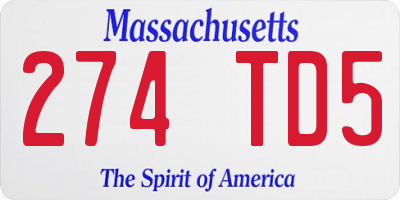 MA license plate 274TD5
