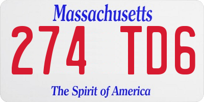 MA license plate 274TD6