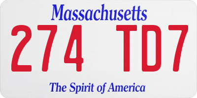 MA license plate 274TD7