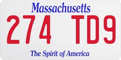 MA license plate 274TD9
