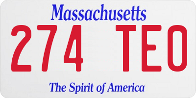 MA license plate 274TE0