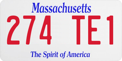 MA license plate 274TE1