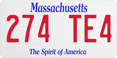 MA license plate 274TE4