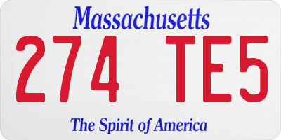 MA license plate 274TE5