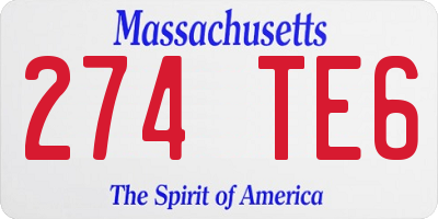 MA license plate 274TE6