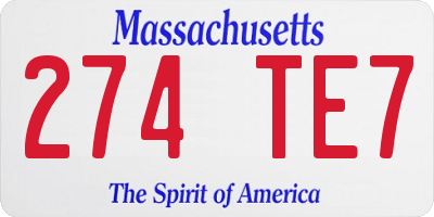 MA license plate 274TE7