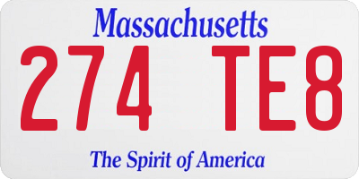 MA license plate 274TE8