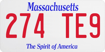 MA license plate 274TE9