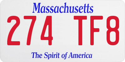 MA license plate 274TF8