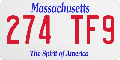 MA license plate 274TF9