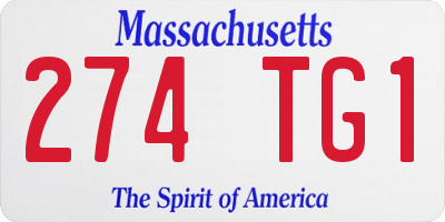 MA license plate 274TG1