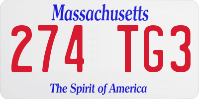 MA license plate 274TG3