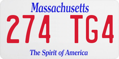 MA license plate 274TG4