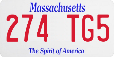 MA license plate 274TG5