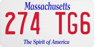 MA license plate 274TG6