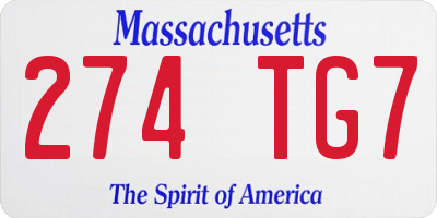 MA license plate 274TG7