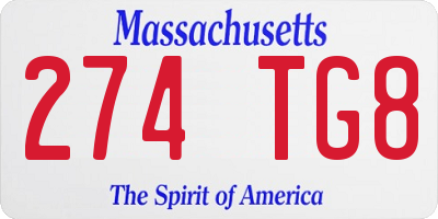 MA license plate 274TG8