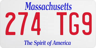 MA license plate 274TG9