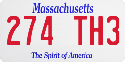 MA license plate 274TH3