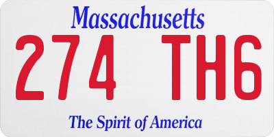 MA license plate 274TH6