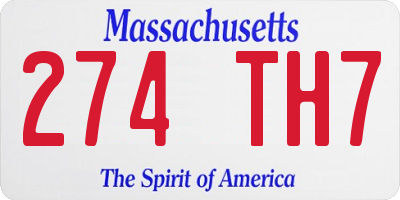 MA license plate 274TH7