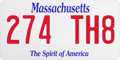 MA license plate 274TH8