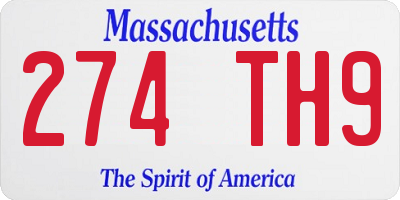 MA license plate 274TH9